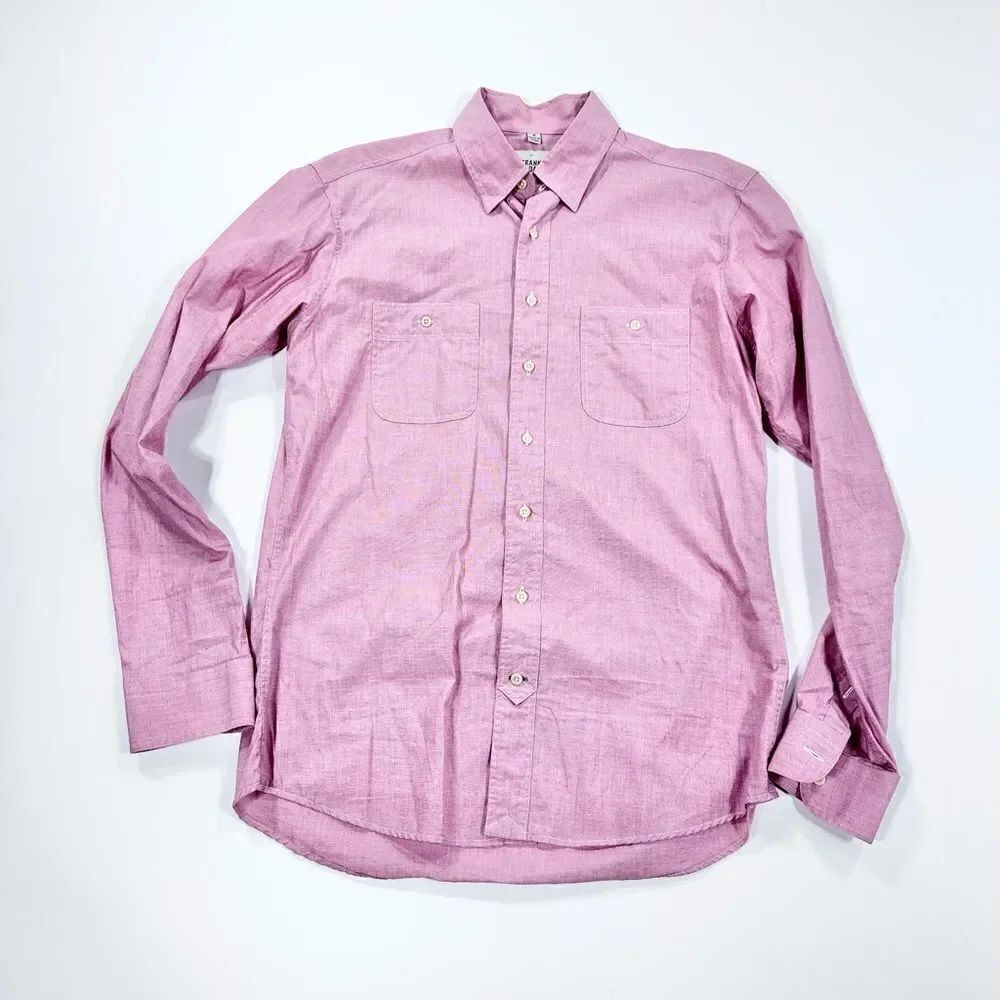 Frank and Oak red cotton woven classic button down shirt M